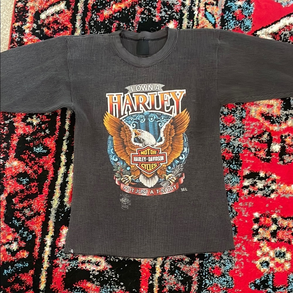 Vintage Harley-Davidson Black Long Sleeve Thermal Graphic Tee